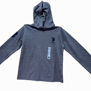 U.S POLO - Boys' Long Sleeve Hoodie - Gray - Small
